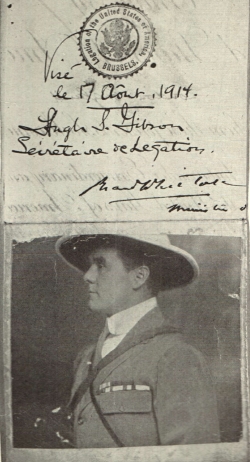Paspoort van R. Harding Davis, opgesteld door Hugh Gibson en ondertekend door Brand Whitlock, Amerikaans gezantschap in Brussel