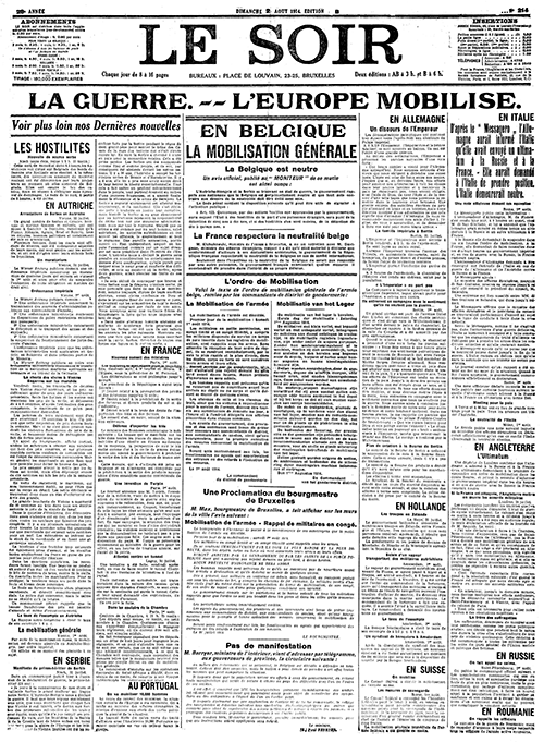 Le Soir, 2 augustus 1914