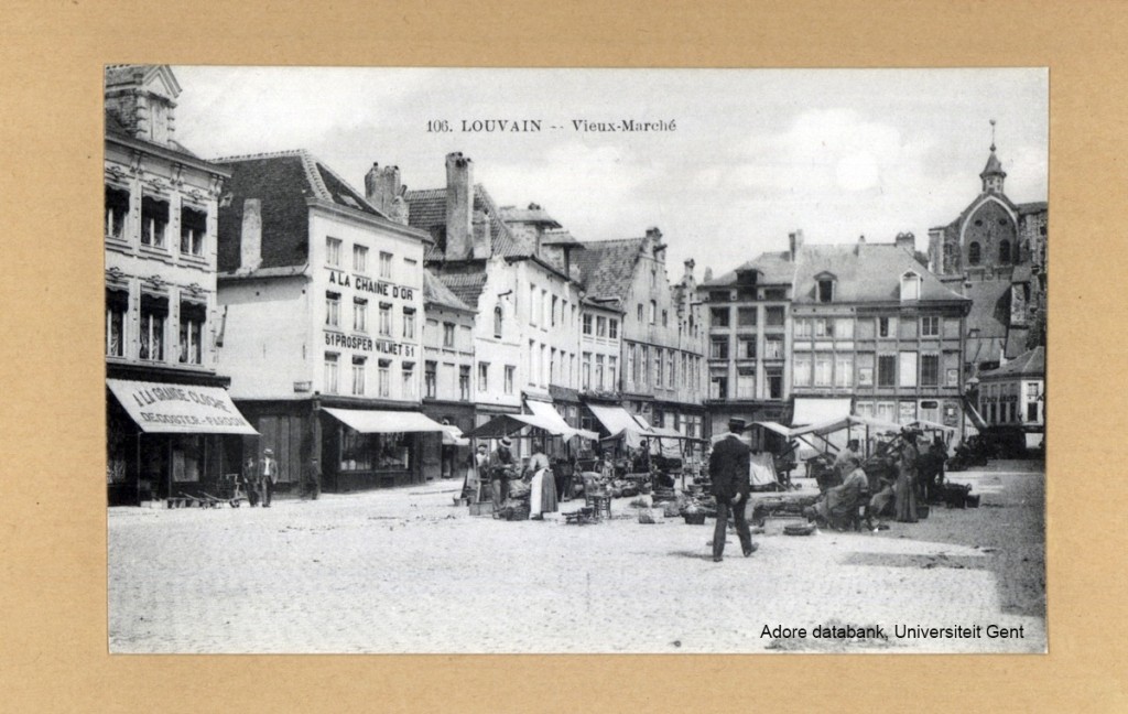 Groentenmarkt op de Oude Markt (Adore beeldbank, universiteit Gent)