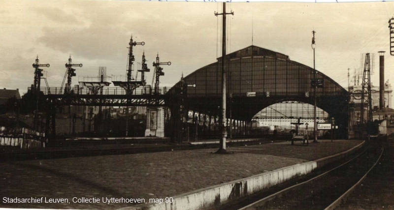 Het station in Leuven tijdens de Duitse bezetting  van 1914-18 (foto Stadsarchief Leuven)
